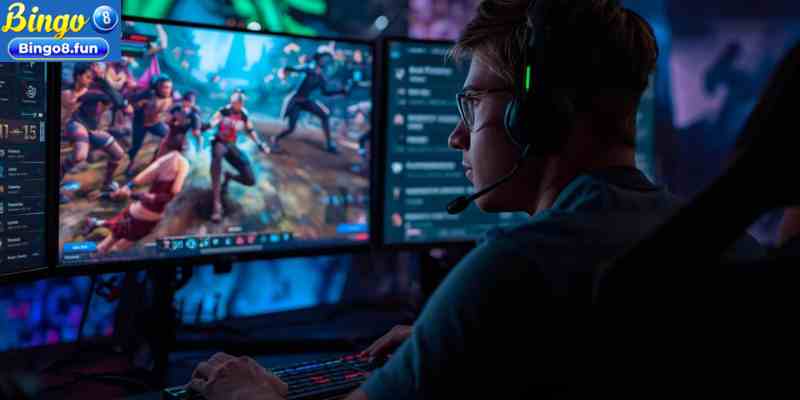 Esports fan watching a live match with betting dashboard on a second screen